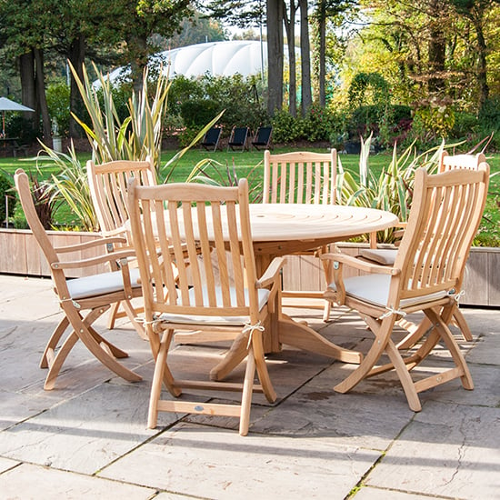 Product photograph of Robalt 1450mm Dining Table With 6 Folding Chairs In Natural from Furniture in Fashion