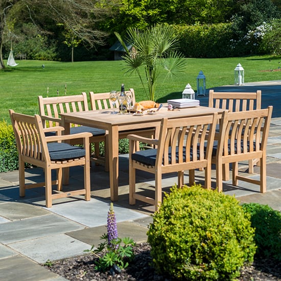 Product photograph of Robalt 1500mm Wooden Dining Table With 6 Chairs In Natural from Furniture in Fashion