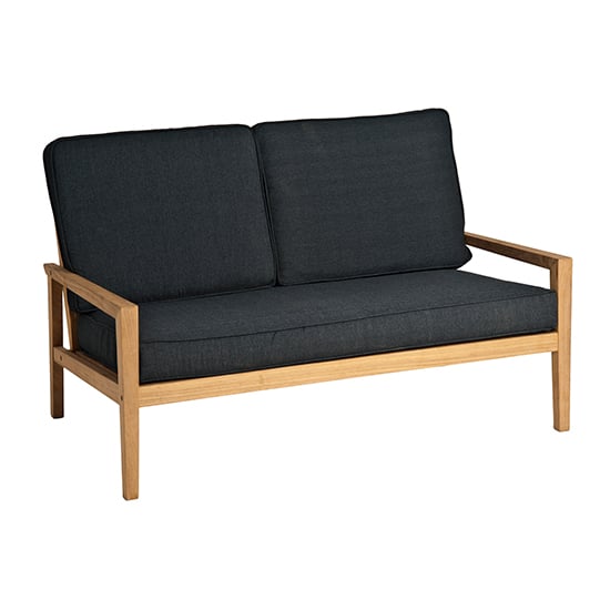 Product photograph of Robalt Outdoor Wooden 2 Seater Sofa With Cushion In Natural from Furniture in Fashion
