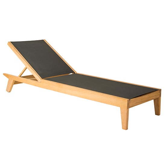 Product photograph of Robalt Outdoor Wooden Adjustable Sling Sun Bed In Natural from Furniture in Fashion