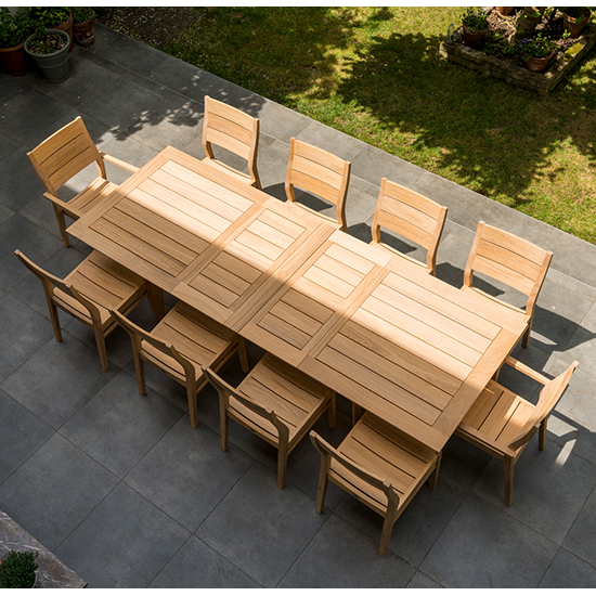 Robalt Extending Dining Table With 10 Stacking Chair In Natural