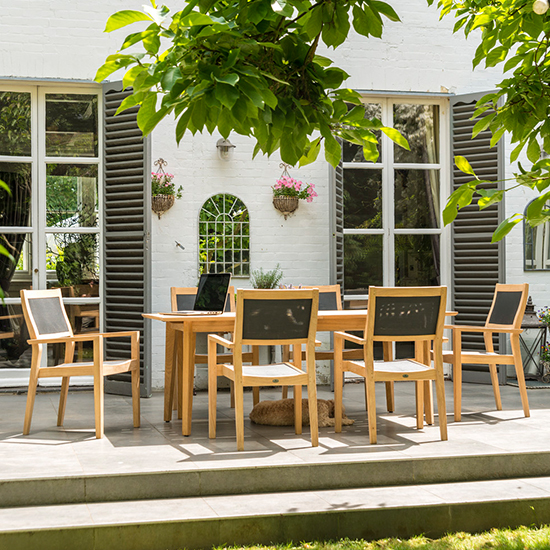 Robalt Extending Dining Table With 6 Armchairs In Natural_2