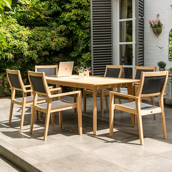 Product photograph of Robalt Extending Dining Table With 6 Armchairs In Natural from Furniture in Fashion