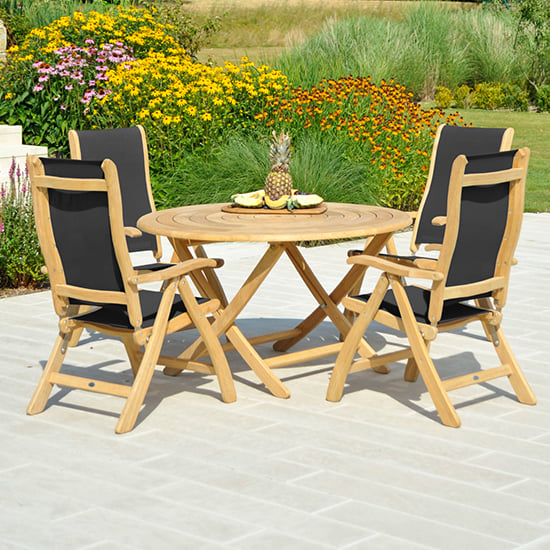 Read more about Robalt folding 1300mm dining table and 4 sling chair in natural