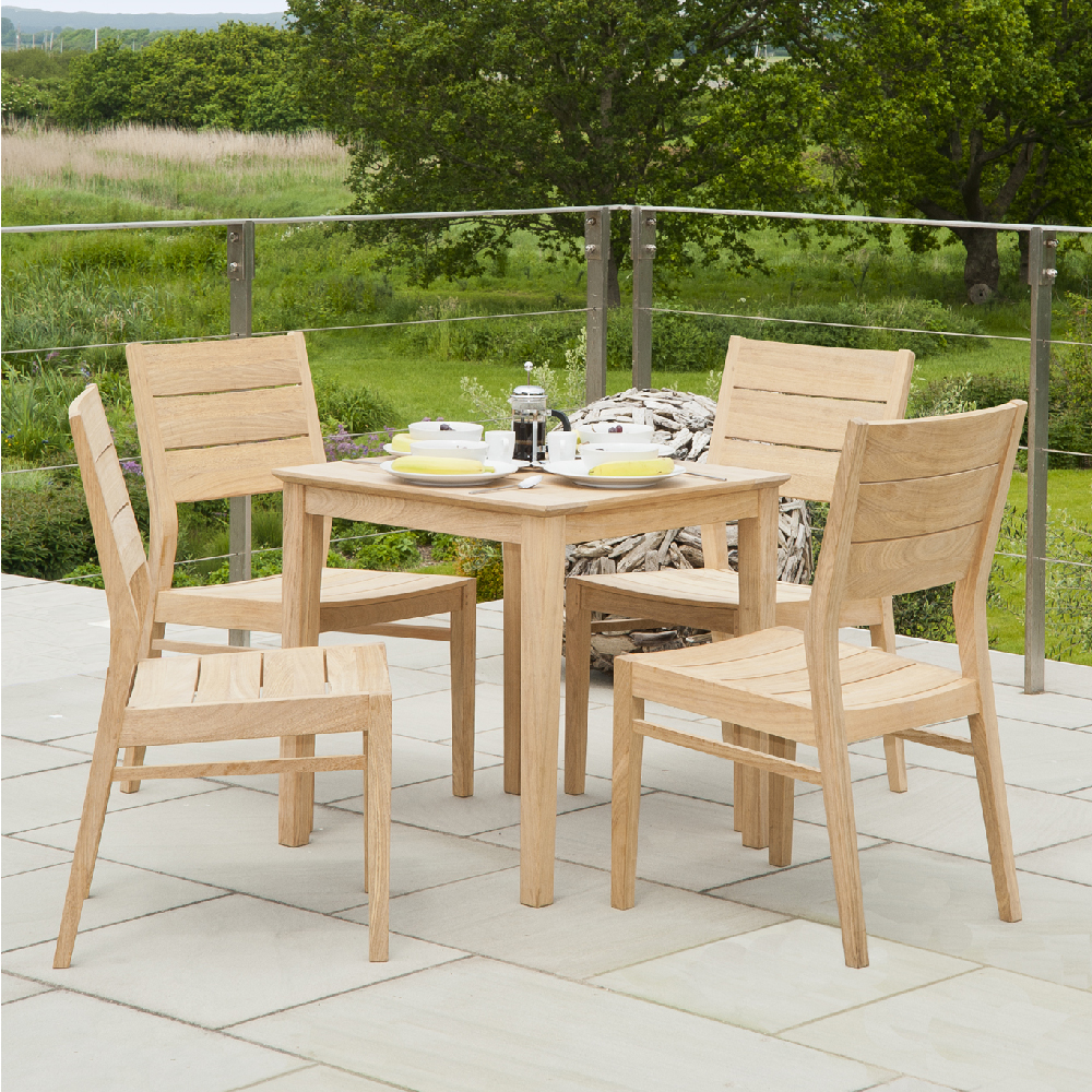 Robalt Natural Wooden Garden Side Chairs In Pair