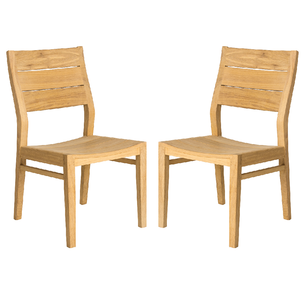 Product photograph of Robalt Natural Wooden Garden Side Chairs In Pair from Furniture in Fashion