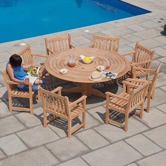 Robalt Outdoor 1750mm Bengal Pedestal Dining Table In Natural_2