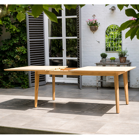 Robalt Outdoor Extending Wooden Dining Table In Natural_2