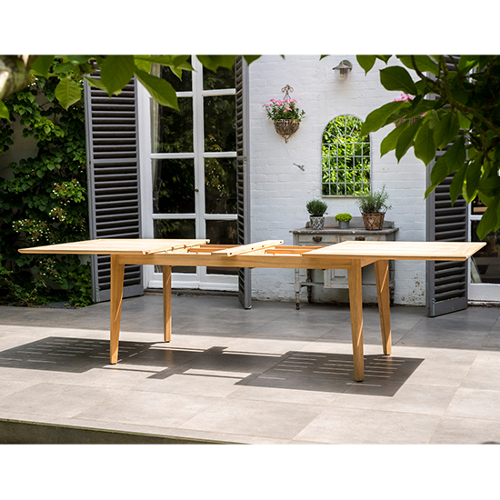 Robalt Outdoor Extending Wooden Dining Table In Natural_4