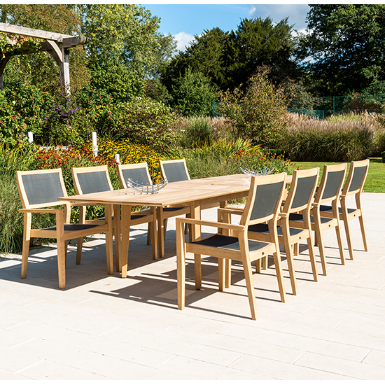 Robalt Outdoor Extending Wooden Dining Table In Natural