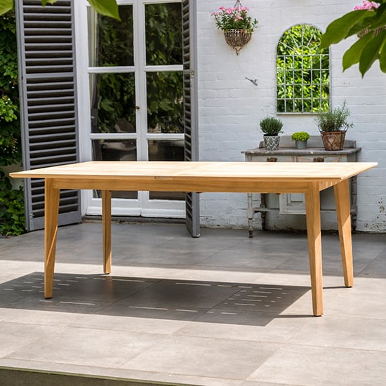 Product photograph of Robalt Outdoor Extending Wooden Dining Table In Natural from Furniture in Fashion