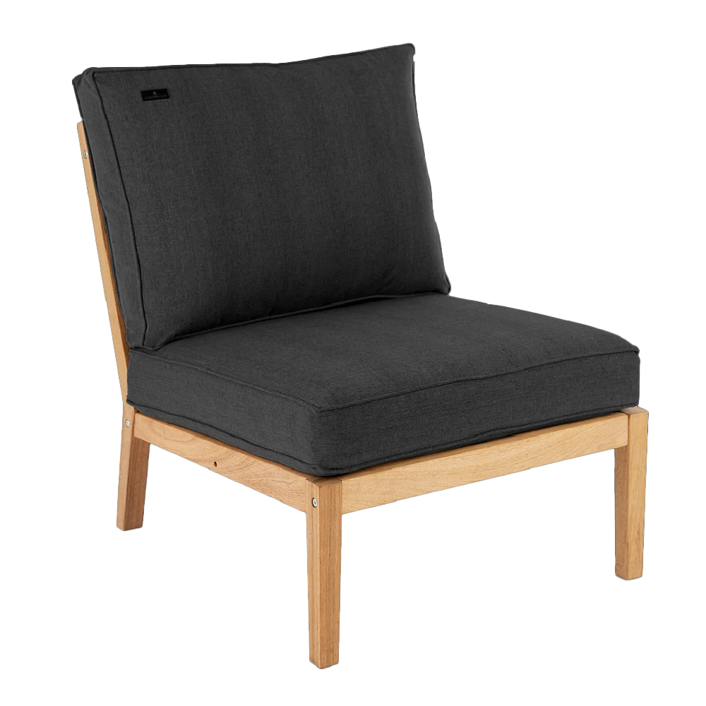 Robalt Outdoor Lounger Set With Side Table In Oak And Grey