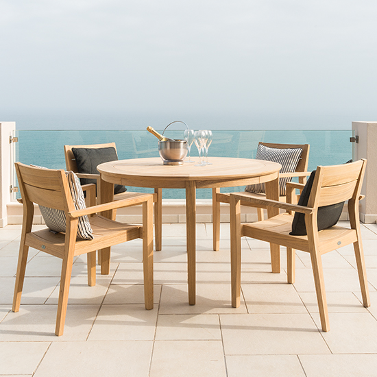 Robalt Outdoor Round 1250mm Wooden Dining Table In Natural_4