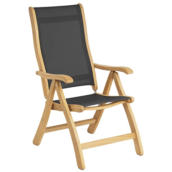 Product photograph of Robalt Outdoor Wooden Sling Recliner Armchair In Natural from Furniture in Fashion