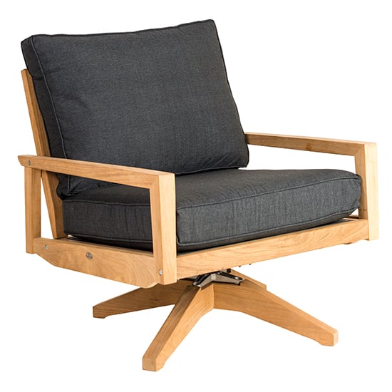 Photo of Robalt outdoor wooden swivel lounge chair in natural