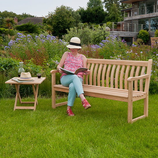 Product photograph of Robalt Wooden Broadfield 5ft Bench With Side Table In Natural from Furniture in Fashion