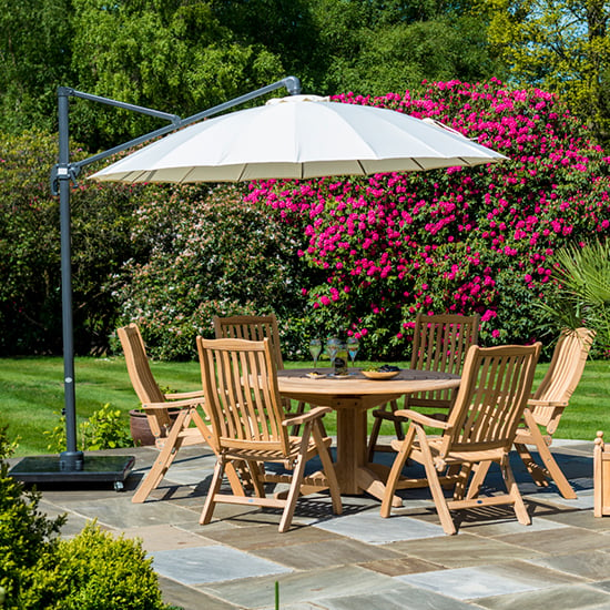 Product photograph of Robalt Wooden Dining Table With 6 Chairs And Parasol In Natural from Furniture in Fashion