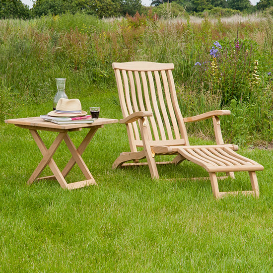 Product photograph of Robalt Wooden Relaxing Chair With Side Table In Natural from Furniture in Fashion