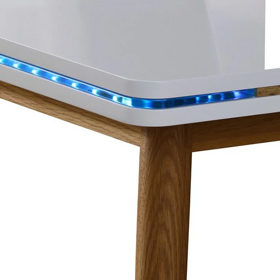 Laurent Wooden Laptop Desk In Matt White And Oak With LED_4