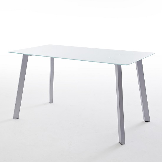 Robbie White Glass Dining Table With Chrome Legs_2