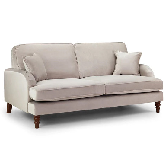 Robert Plush Velvet 3 Seater Sofa In Beige