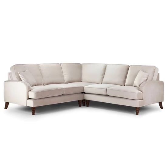Product photograph of Robert Plush Velvet Corner Sofa Large In Beige from Furniture in Fashion