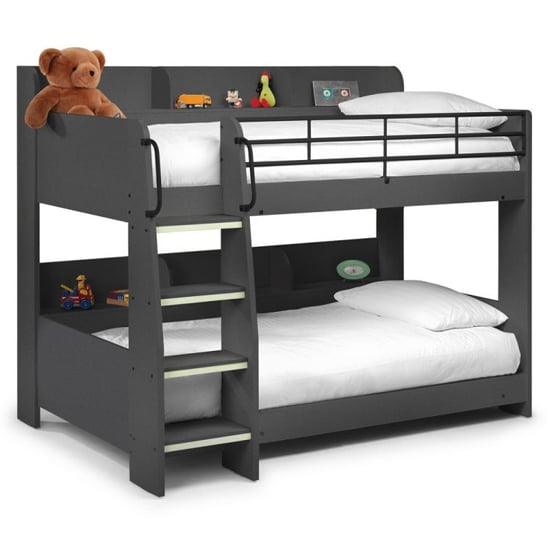 Dallyce Wooden Bunk Bed In Anthracite With Ladder_2