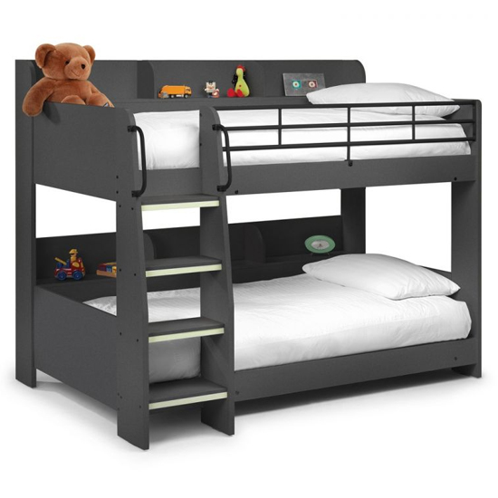 Dallyce Wooden Bunk Bed In Anthracite With Ladder