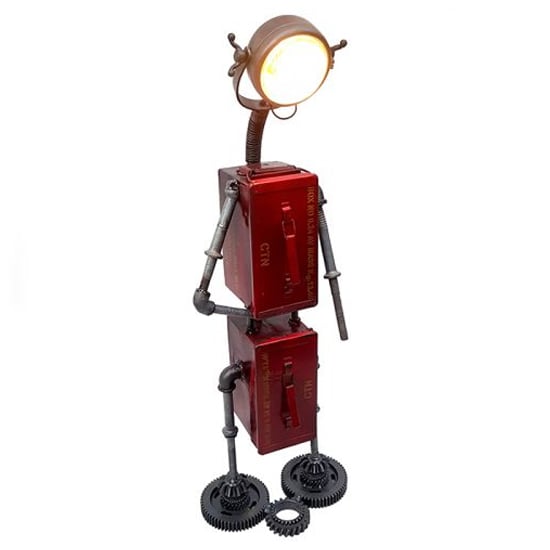 Robot Iron Floor Lamp In Red With 2 Storage Boxes