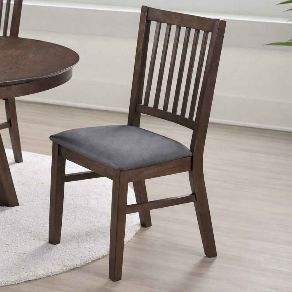 Rochelle Dark Oak Wooden Dining Chairs With Fabric Seat - Pair