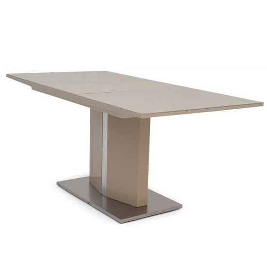 Photo of Speke glass extending dining table with cream high gloss