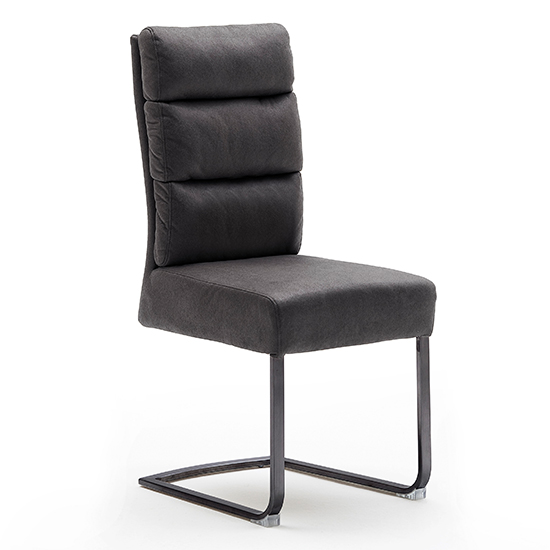 Read more about Rochester fabric dining chair in grey with black legs