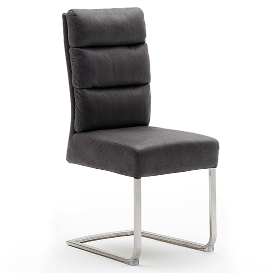 Rochester Fabric Dining Chair In Grey With Brushed Legs