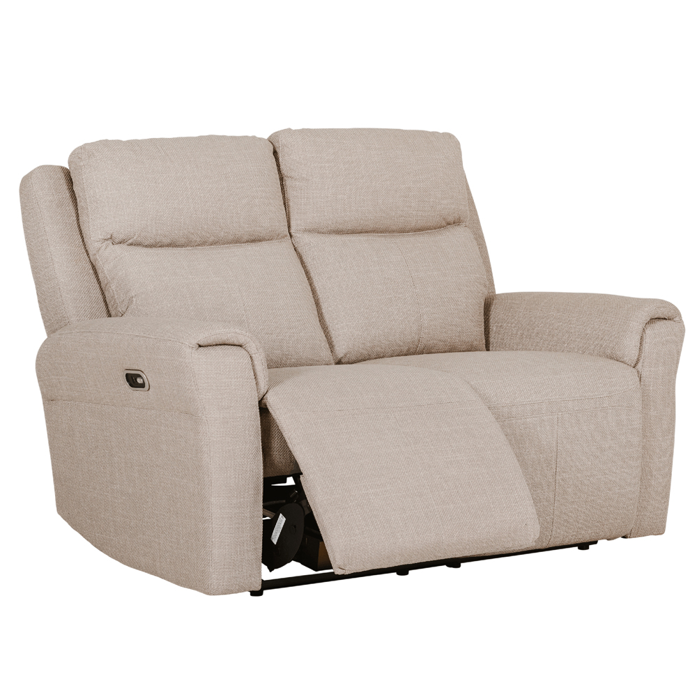 Rochester Fabric Electric Recliner 2 Seater Sofa In Mushroom
