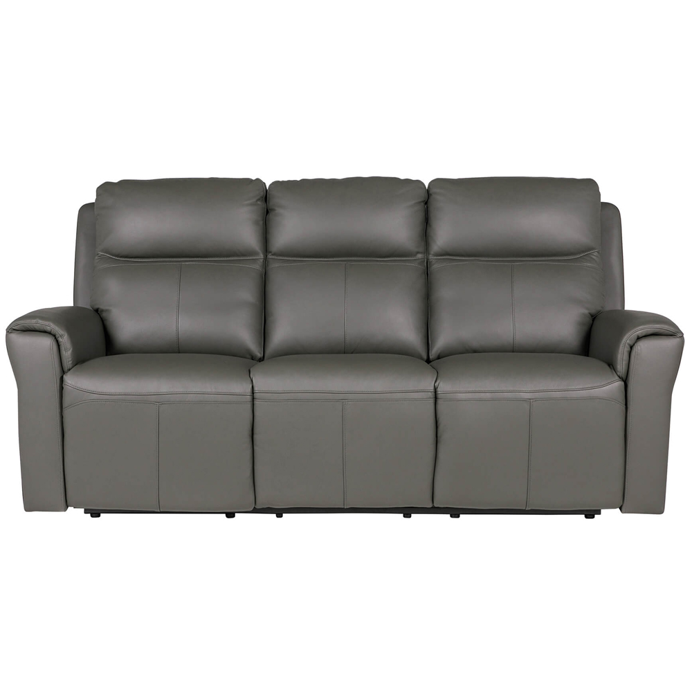 Rochester Leather Electric Recliner 3 Seater Sofa In Ash