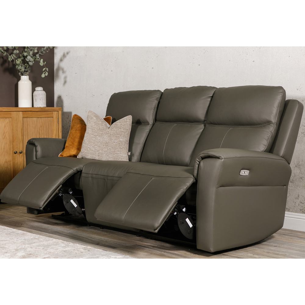 Rochester Leather Electric Recliner Seater Sofa In Ash