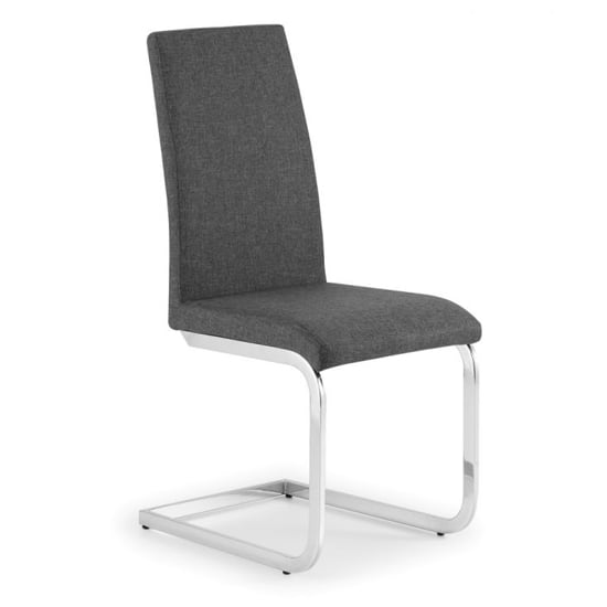 Product photograph of Rocio Linen Fabric Cantilever Dining Chair In Slate Grey from Furniture in Fashion