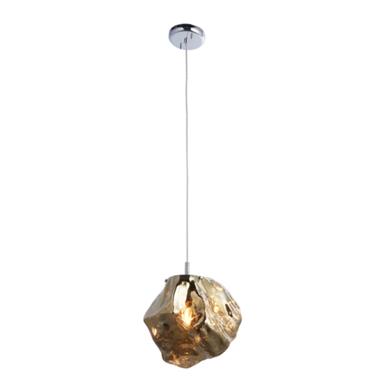 Product photograph of Rock 1 Light Bronze Glass Shade Pendant Light In Chrome from Furniture in Fashion