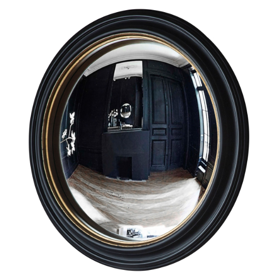 Rockford Large Convex Wall Mirror In Black And Gold