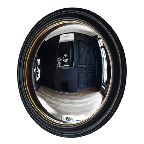 Rockford Small Convex Wall Mirror In Black And Gold