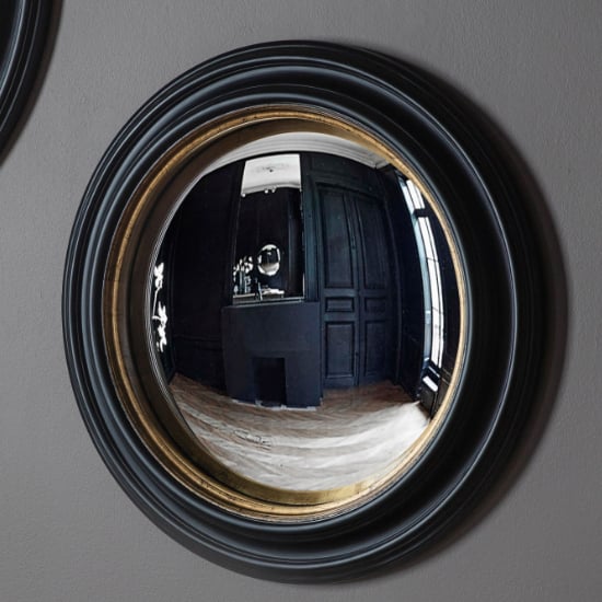 Photo of Rockford small convex wall mirror in black and gold