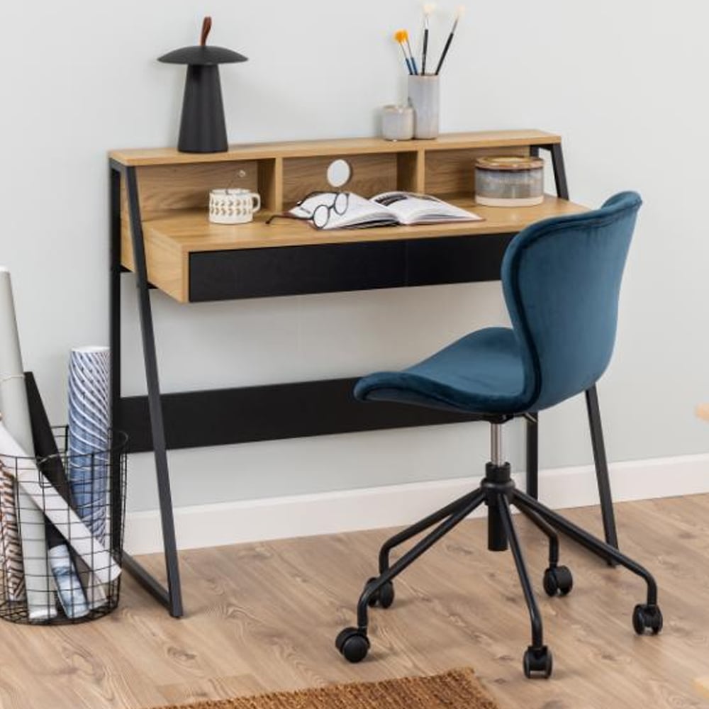 Rockford Wooden Laptop Desk With 2 Drawers In Matt Wild Oak