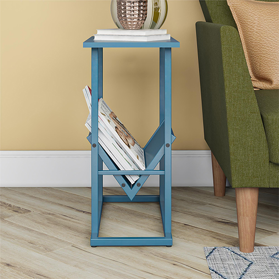 Rockingham Wooden End Table With Magazine Rack In Blue_2