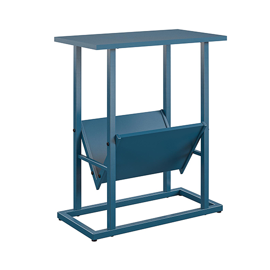 Rockingham Wooden End Table With Magazine Rack In Blue_3