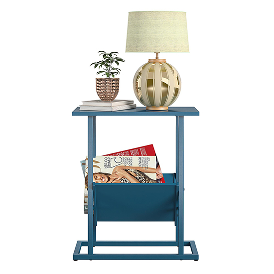 Rockingham Wooden End Table With Magazine Rack In Blue_4