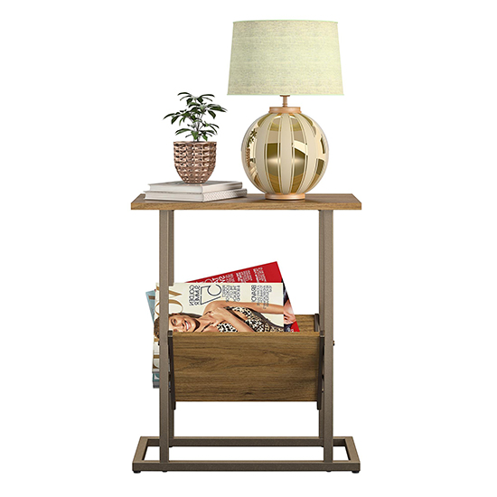 Rockingham Wooden End Table With Magazine Rack In Walnut_4