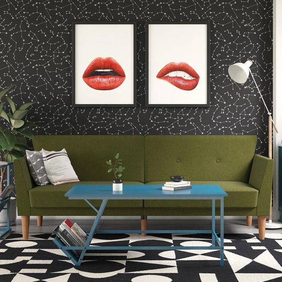 Rockingham Fabric Sofa Bed With Wooden Legs In Green