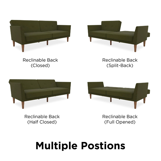 Rockingham Linen Fabric Sofa Bed With Wooden Legs In Green Furniture