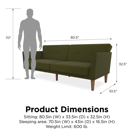 Rockingham Linen Fabric Sofa Bed With Wooden Legs In Green Furniture