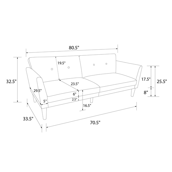 Rockingham Fabric Sofa Bed With Wooden Legs In Grey